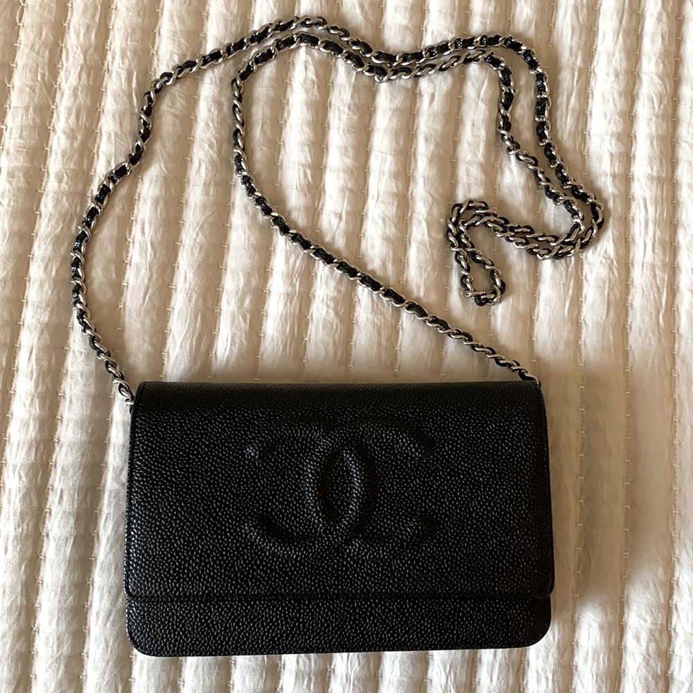 Chanel Timeless Wallet on Chain Black Caviar Leather Handbag